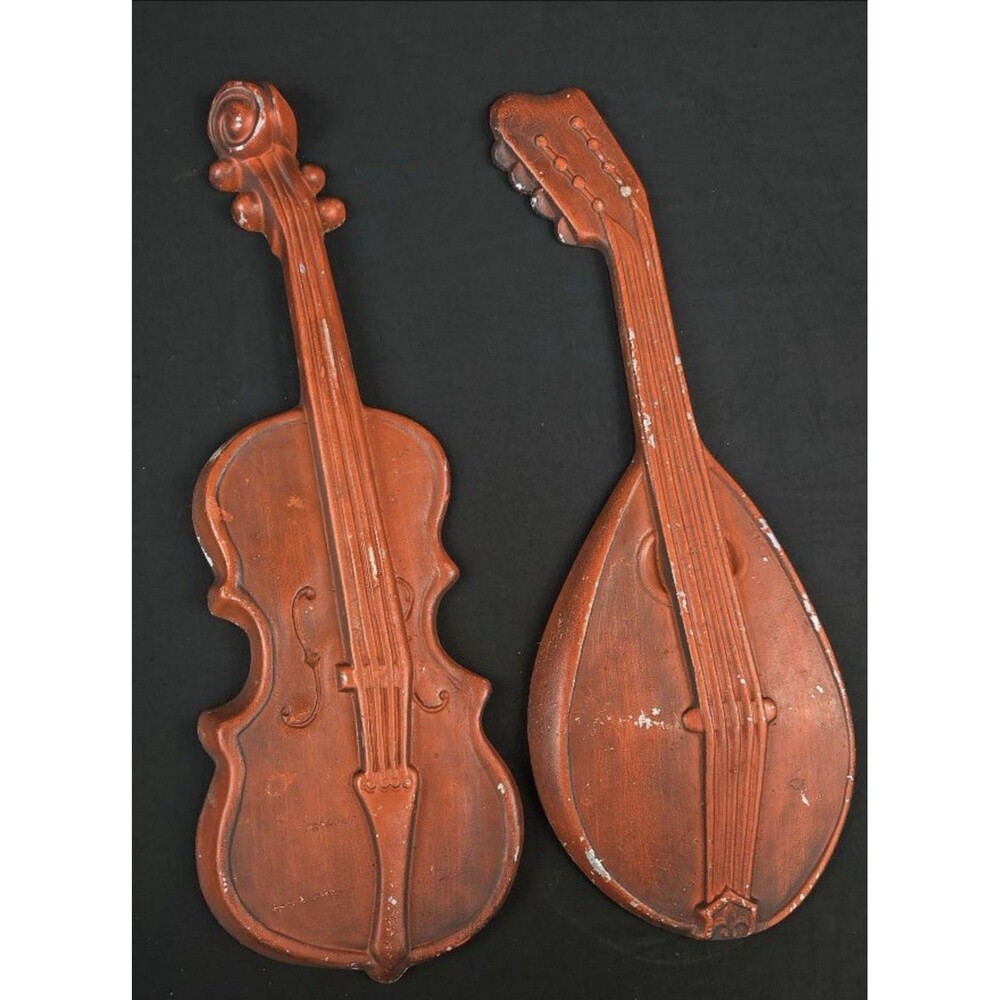 Vintage Aluminum Violin Mandolin Decor Rustic Music Plaques